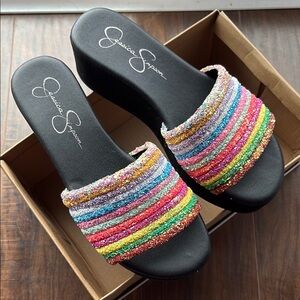 Jessica Simpson Red and Pink Wedge Shoes